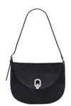 Savette The Small Tondo Hobo Suede Calf Leather In Navy