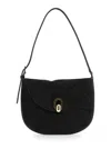 Savette The Small Tondo Hobo Suede Calf Leather In Black