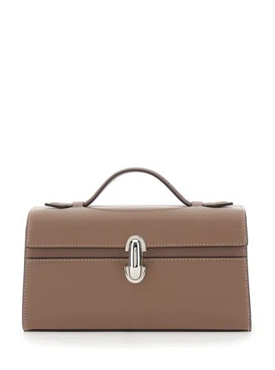 Savette The Symmetry Pochette Brown Handbag With Turn-lock Closure And Top Handle In Leather Woman