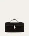 Savette The Symmetry Pouchette Suede Top-handle Bag In Black