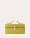 Savette Symmetry Suede Pochette In Chartreuse