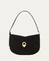Savette The Tondo Suede Hobo Bag In Black
