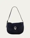 Savette The Tondo Suede Hobo Bag In Navy