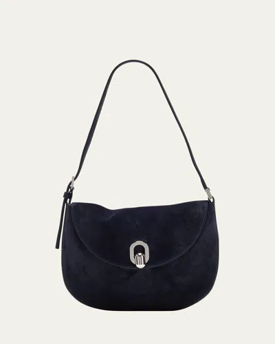 Savette The Tondo Suede Hobo Bag In Navy