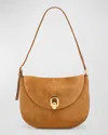 Savette The Tondo Suede Hobo Bag In Saddle