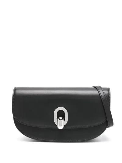 Savette The Tondo Crescent Leather Shoulder Bag In Black