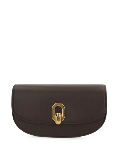 Savette Tondo Crescent Leather Mini Bag In Brown