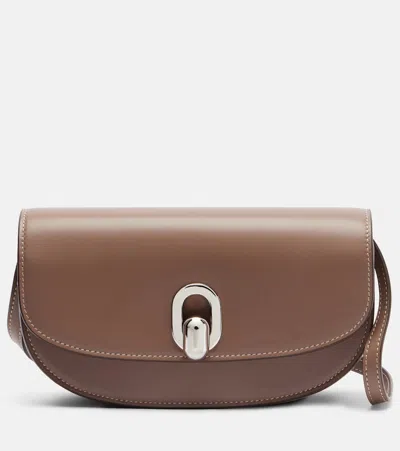 Savette Tondo Leather Crossbody Bag In Brown