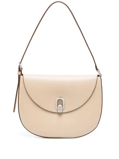 Savette Tondo Leather Shoulder Bag In Nude