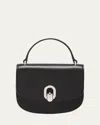 Savette Tondo Mini Leather Top-handle Bag In Black