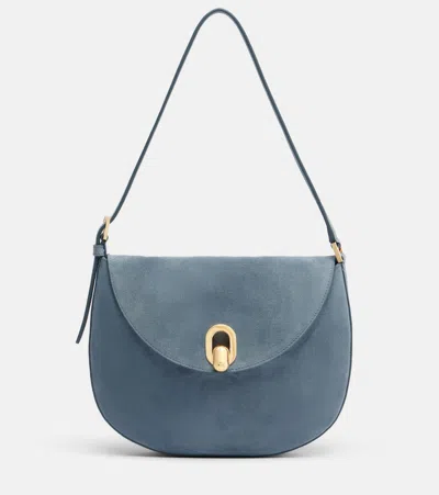 Savette Tondo Small Suede Shoulder Bag In Blue