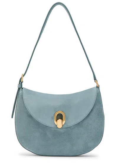 Savette Tondo Small Suede Shoulder Bag In Blue
