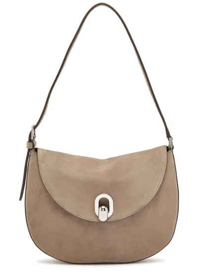 Savette Tondo Small Suede Shoulder Bag In Brown