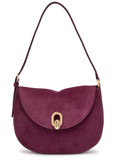 Savette Tondo Small Suede Shoulder Bag In Purple