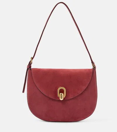 Savette Tondo Small Suede Shoulder Bag In Wine