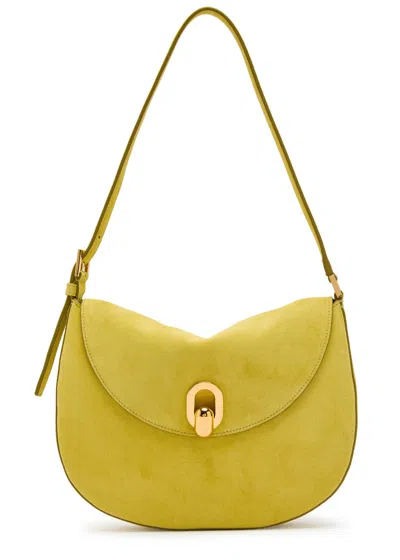 Savette Tondo Small Suede Shoulder Bag In Yellow
