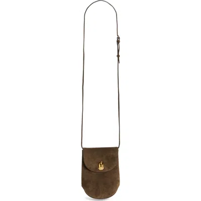 Savette Tondo Suede Crossbody Pouch In Mink