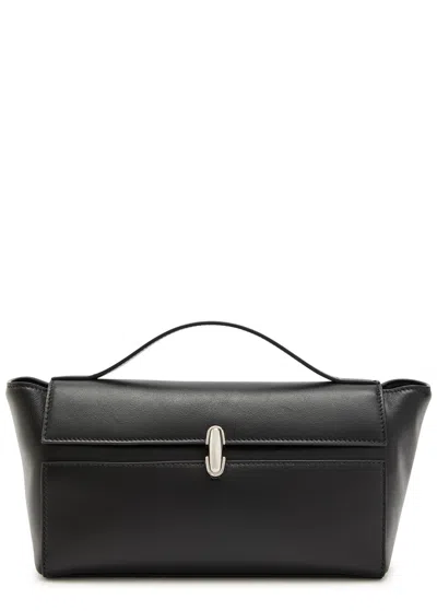 Savette Trapeze Leather Pochette In Black