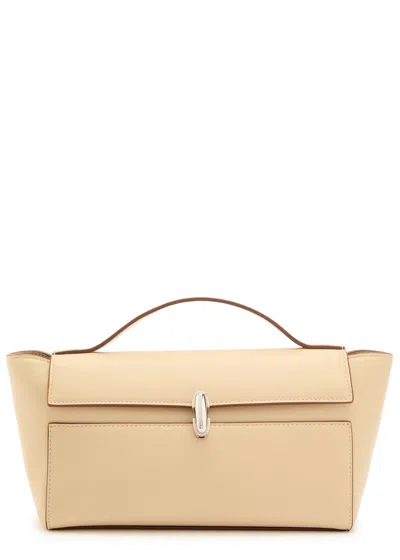 Savette Trapeze Leather Pochette In Off White