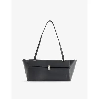Savette Womens Black Symmetry Trapeze Leather Shoulder Bag