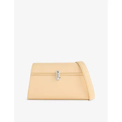 Savette Womens Symmetry Leather Shoulder Bag Ecru