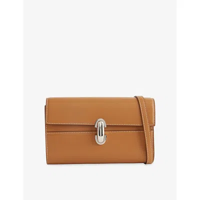 Savette Womens Saddle Symmetry Mini Leather Shoulder Bag In Brown
