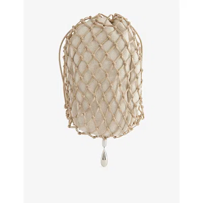 Savette Womens Bone Macrame Leather Pouch In Brown