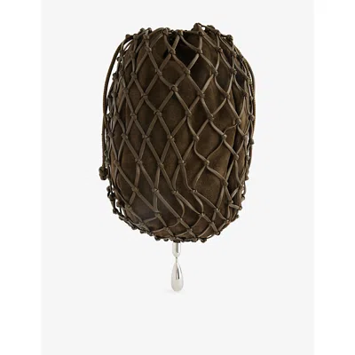 Savette Womens Mink Macrame Suede And Leather Pouch In Brown