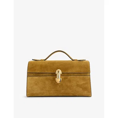 Savette Womens Symmetry Pochette Suede Top-handle Bag Sepia