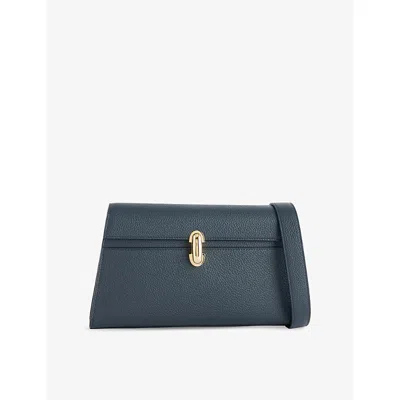 Savette Womens Navy Symmetry Leather Shoulder Bag In Blue