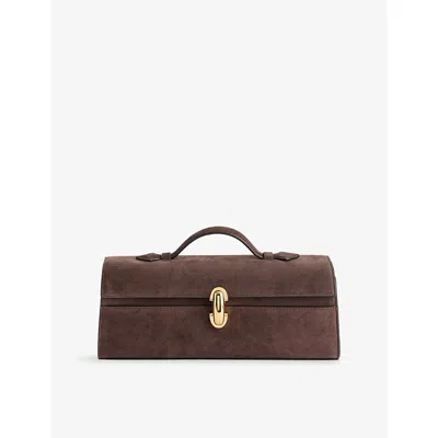 Savette Womens Symmetry Slim Suede Top-handle Bag Coffee