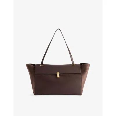 Savette Womens Symmetry Trapeze Suede And Leather Shoulder Bag Coffee