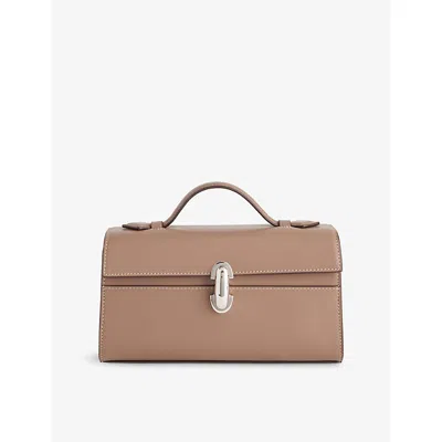 Savette Womens Taupe Symmetry Pochette Leather Top-handle Bag In Brown