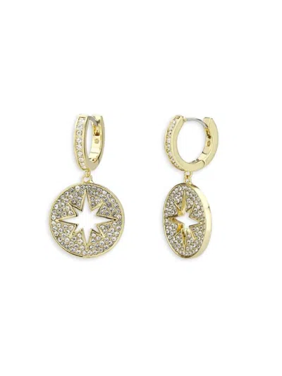 Saviene Women's 18k Goldplated & Cubic Zirconia Celestial Compass Hoop Earrings In Brass