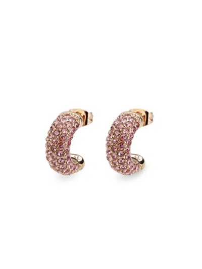 Saviene Women's 18k Goldplated, Cubic Zirconia & Crystal Huggie Earrings In Brass