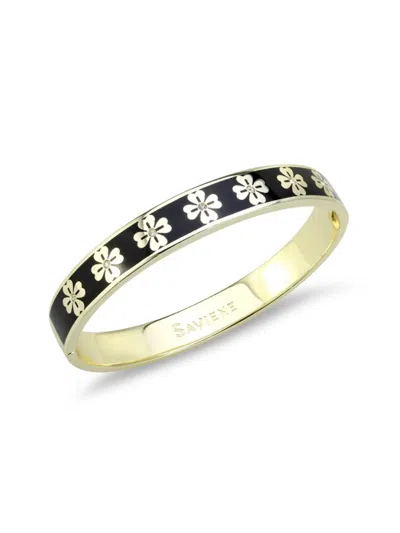 Saviene Women's 18k Goldplated, Enamel & Crystal Bracelet In Brass