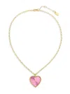 Saviene Women's 3-5 Mils Goldplated, Aluminum & Cubic Zirconia Heart Pendant Necklace In Pink