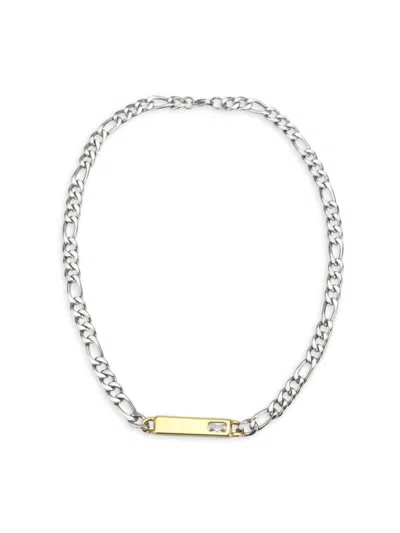 Saviene Women's All Inclusive Two-tone & Cubic Zirconia Bar Pendant Necklace In Silvertone