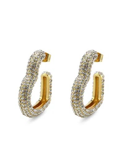 Saviene Women's Crystal & Cubic Zirconia Heart Half Hoop Earrings In Yellow Goldtone