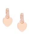 Saviene Women's Crystal Removable Heart Drop Earrings In Rose Gold