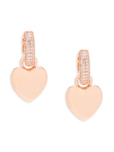 Saviene Women's Crystal Removable Heart Drop Earrings In Rose Gold