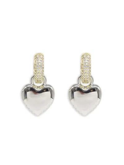 Saviene Women's Crystal Removable Heart Drop Earrings In Silver