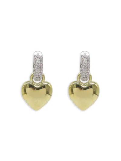 Saviene Women's Crystal Removable Heart Drop Earrings In Yellow Gold
