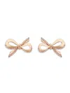 Saviene Women's Cubic Zirconia & Simulated Pearl Bow Stud Earrings In Rose Goldtone
