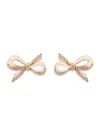 Saviene Women's Cubic Zirconia & Simulated Pearl Bow Stud Earrings In Silvertone