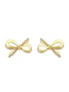 Saviene Women's Cubic Zirconia & Simulated Pearl Bow Stud Earrings In Yellow Goldtone
