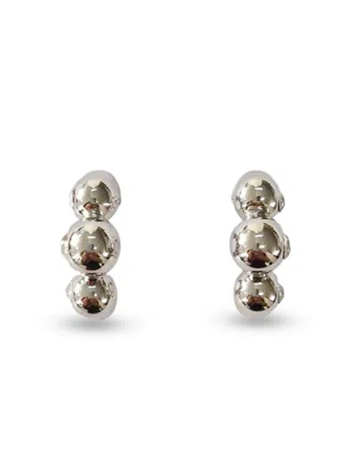 Saviene Women's Cubic Zirconia Bead Chain Hoop Earrings In Silvertone