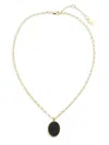 Saviene Women's Goldplated Dryzy & Cubic Zirconia Oval Pendant Necklace In Black