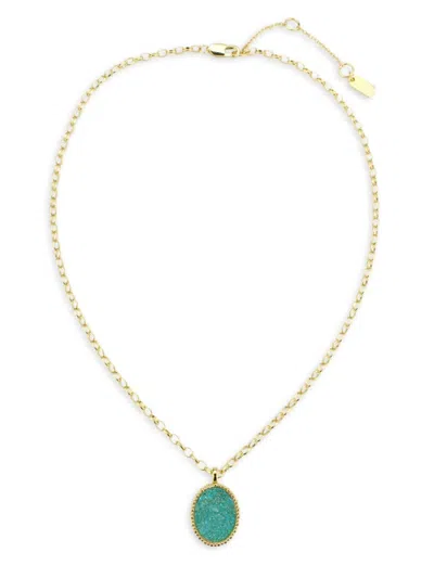 Saviene Women's Goldplated Dryzy & Cubic Zirconia Oval Pendant Necklace In Green