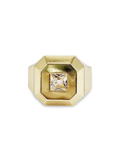 Saviene Women's Goldtone Stainless Steel Cubic Zirconia Signet Ring In Neutral